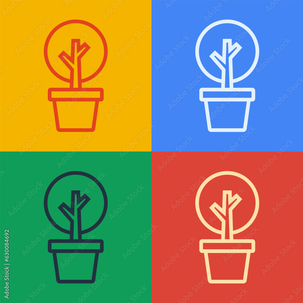 Poster pop art line tree icon isolated on color background. forest symbol. vector