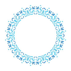 Round frame cross-stitch motifs folk embroidery