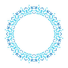 Round frame cross-stitch motifs folk embroidery