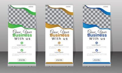 Naklejka premium Modern roll up banner template, Corporate roll up banner design template