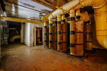 Air filtration and ventilation system in Soviet bunker or bomb shelter