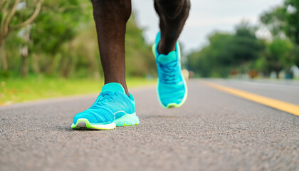 Black Man running in a workout session in outdoor exercise