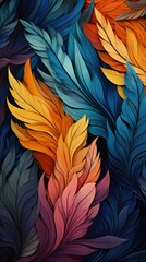 Abstract Feather Pattern Texture,  Cool Colours. Generative AI