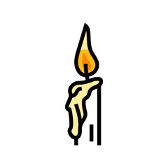 burning candle color icon vector. burning candle sign. isolated symbol illustration