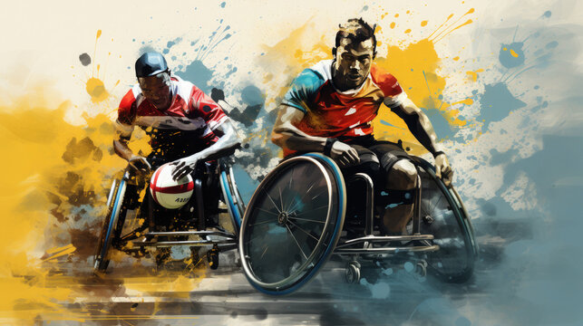 Paralympian in a wheelchair during the competition. Inclusive sport for people with special needs