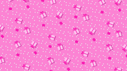 Love Pink Patterns background in pink and white colors with gifts . Perfect for Valentine's Day, baby, beauty, fantasy, magical, princess videos.