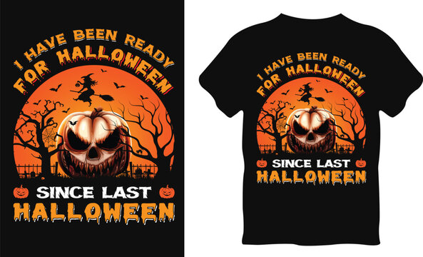 Halloween T-Shirt Design, Halloween Vampire Costume T-Shirt Funny Halloween Party T-Shirt, Black cat, Pumpkin, Witches, Horror