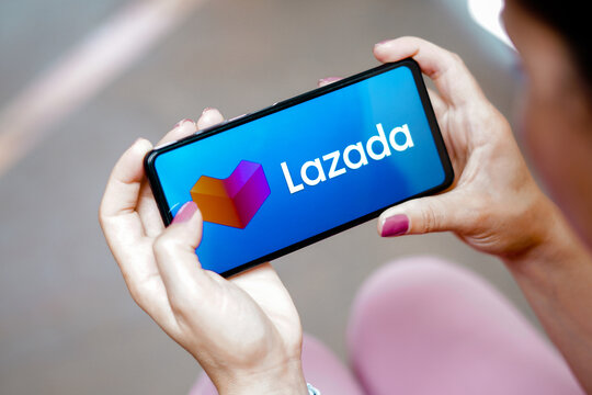 August 1, 2023, Brazil. In this photo illustration, the Lazada logo app is seen displayed on a smartphone.
