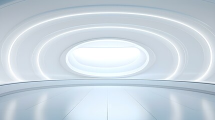 Futuristic Room in White Colors with beautiful Lighting. Stunning Background for Product Presentation.