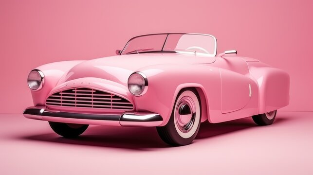 Classic pink car in pink style