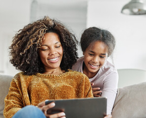 mother son child family woman teenage tablet computer girl parent technology together female...
