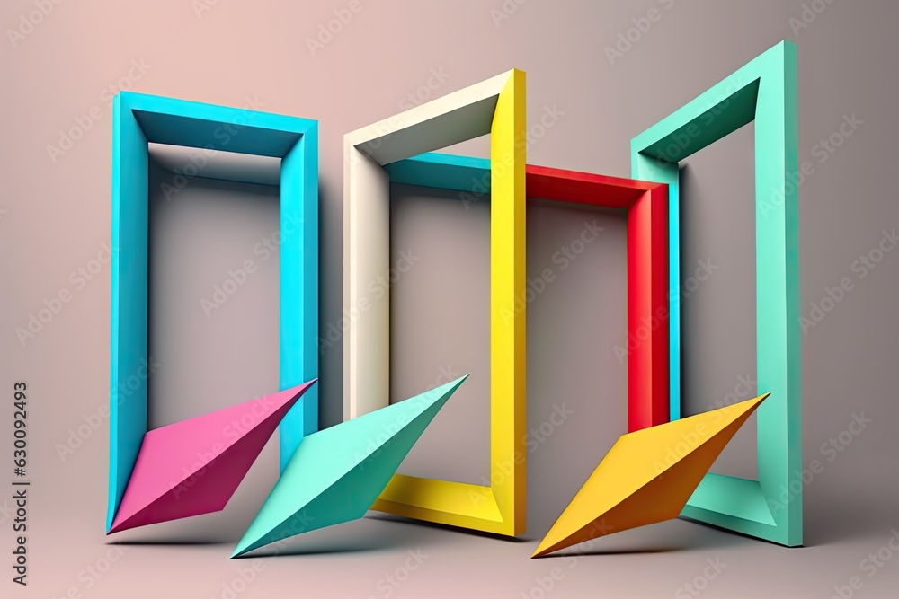 Poster multicolored geometric shapes in the form of frames