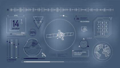 Set of infographic elements about satellite data entry.