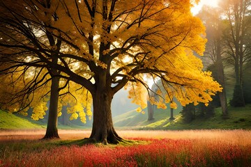 autumn tree in the park by Generated with AI technology