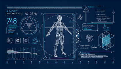 Set of infographic elements about the study of the human genome. - obrazy, fototapety, plakaty