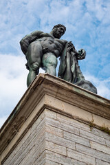Antique bronze statues in the park.