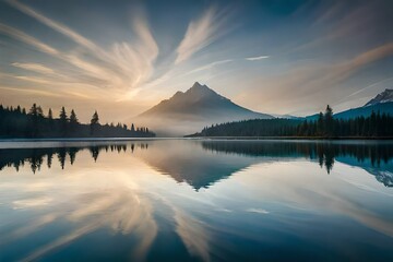 sunset over the lake