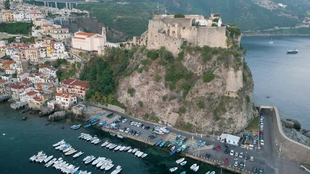 Chianalea di Scilla, fishing village with Castello Ruffo in Calabria, Italy