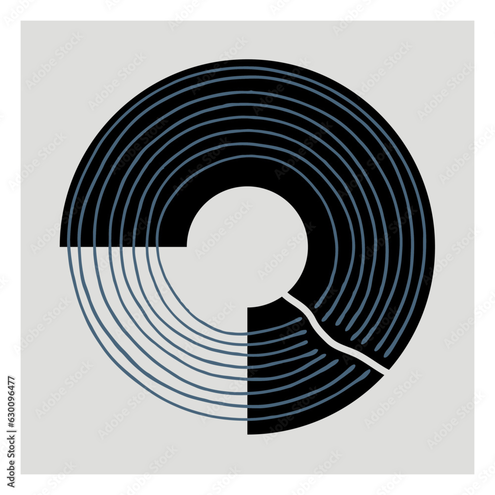Poster minimalist design with shapes and hand draw lines