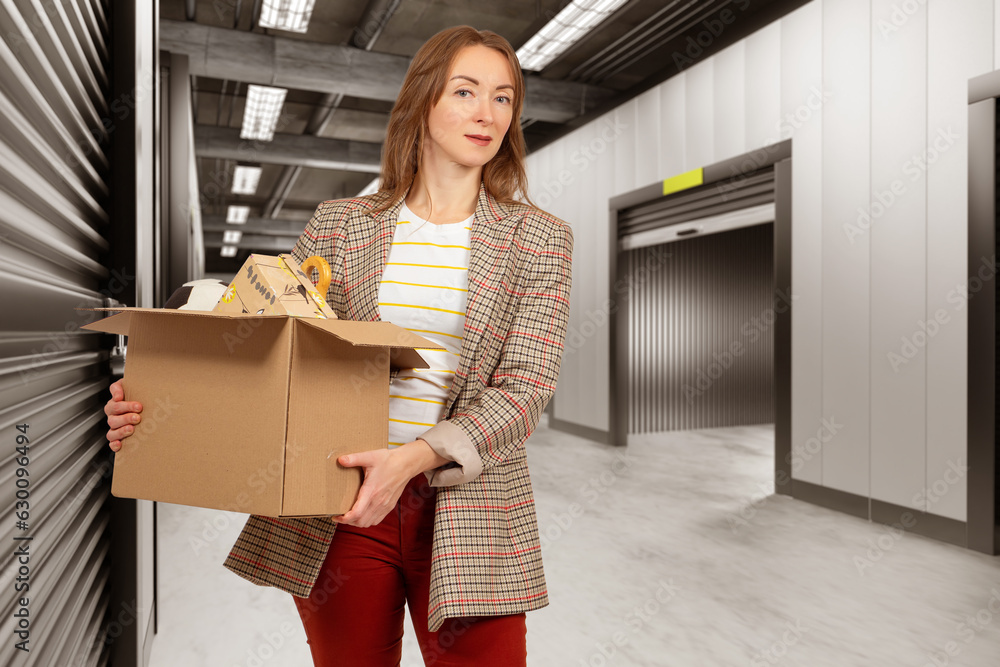 Aufkleber self storage for family. search for self storage via internet. warehouse with boxes and chest drawer