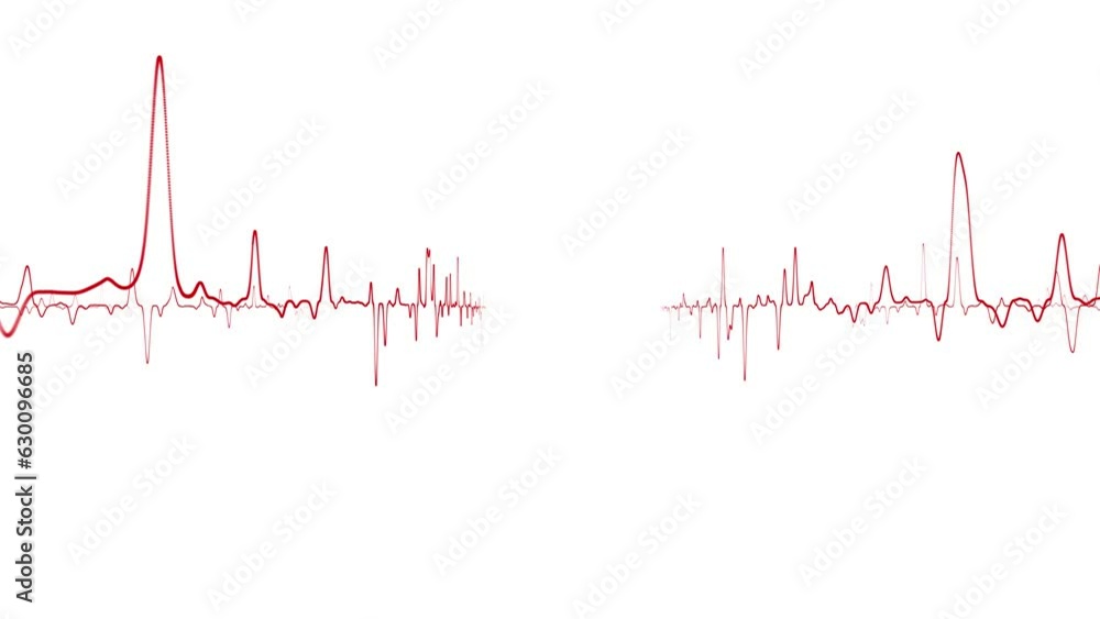 Poster artistic red heart electrocardiogram rate loop rotation on white background
