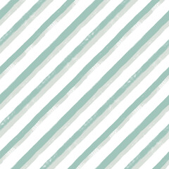 Diagonal stripes pattern, cute vector background, seamless brush texture lines, green geometric strokes, Christmas gift paper