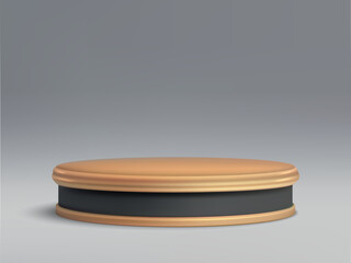 3d minimal scene with wooden podium, Cosmetic product presentation mockup