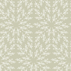 Leaves seamless pattern for textile design. Floral branch hand drawn vector background