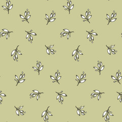 Leaves seamless pattern for textile design. Floral branch hand drawn vector background