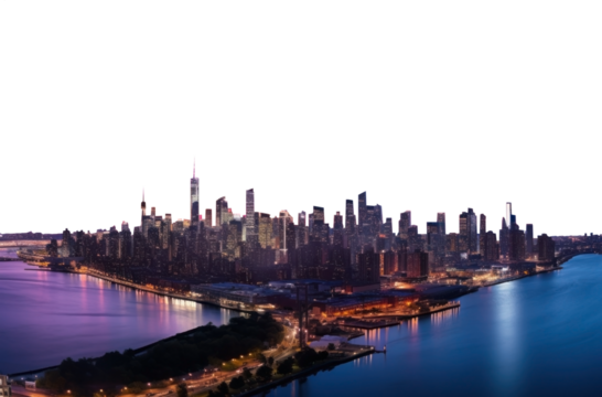 vast skyline at dusk. transparent isolated PNG file. 
