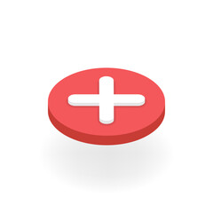 Obraz premium Isometric X cross button. 3d no icon. Ex mark in red circle at top view. Vector illustration of incorrect, disagree, wrong, cancel, false symbol for ui, infographic, website, app use