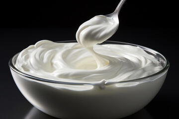 Fototapeta na wymiar a spoonful of creamy yogurt, highlighting its smooth texture and freshness Generative AI