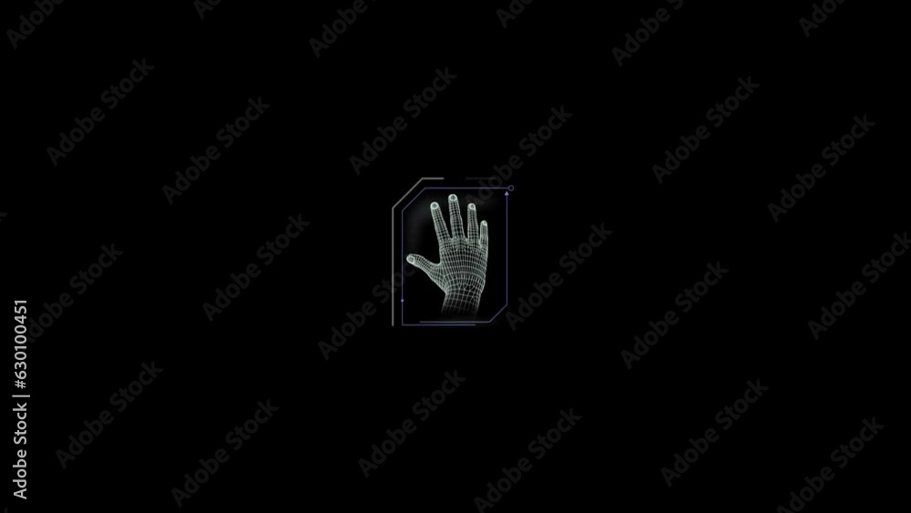 Poster hud element - animation of human hand scanning.
