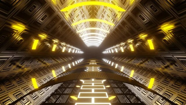 Futuristic Sci-Fi Tunnel Looping Animation in Yellow