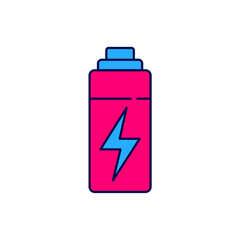 Fototapeta premium Filled outline Battery icon isolated on white background. Lightning bolt symbol. Vector