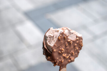 Choco-Hazelnut Ice Cream: Blissful blend. Urban stock photo backdrop