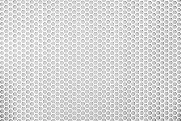 Foto auf Acrylglas Empty white (light gray) perforated metal grid with circular holes for abstract  horizontal seamless, rounded mesh plate background, steel texture, space patterns for work, modern wallpaper,close up © surasak