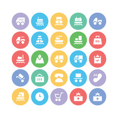 Flat Circular Icons of Cargo and Delivery

