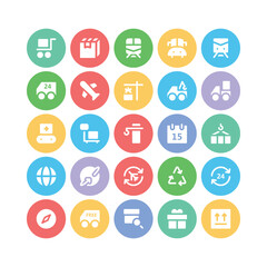 Flat Circular Icons of Logistics and Delivery

