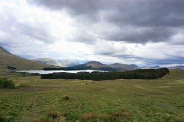 landscape with mountains and blue sky