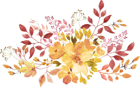 Watercolor floral  card. Hand drawn illustration isolated on white background. Vector EPS.