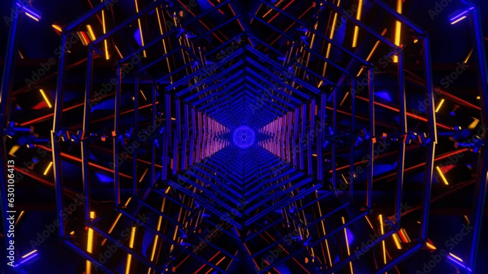 Poster vibrant vj loop showcasing pulsating sci-fi neon lights.