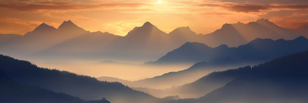 Sunset in mountains