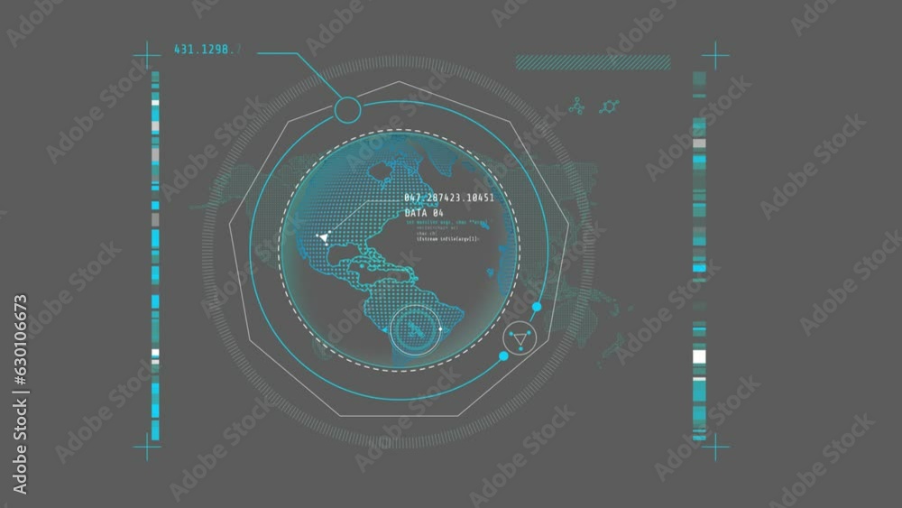 Poster hud element - planet earth with data infographics.