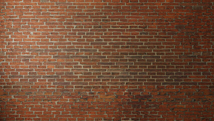 red bricks wall. window light spot left. realistic 3D rendering. illustration.
