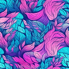 Mermaid blue and pink seamless pattern