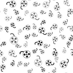 Black Film reel icon isolated seamless pattern on white background. Vector