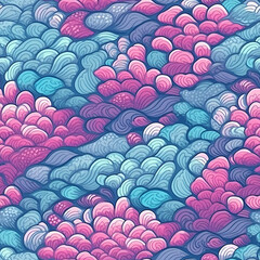 Mermaid blue and pink seamless pattern