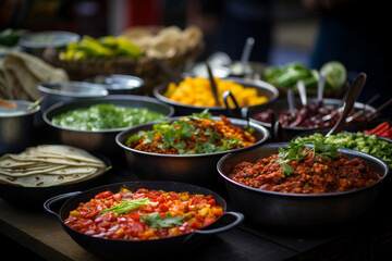 world of vegetarian street food, with food vendors offering a delightful array of flavors on World Vegetarian Day Generative AI