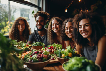 people from all walks of life coming together to embrace a plant-based lifestyle and celebrate World Vegetarian Day Generative AI